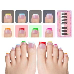 8 Colors Mixed French Tip 240 Press On Toe Nails